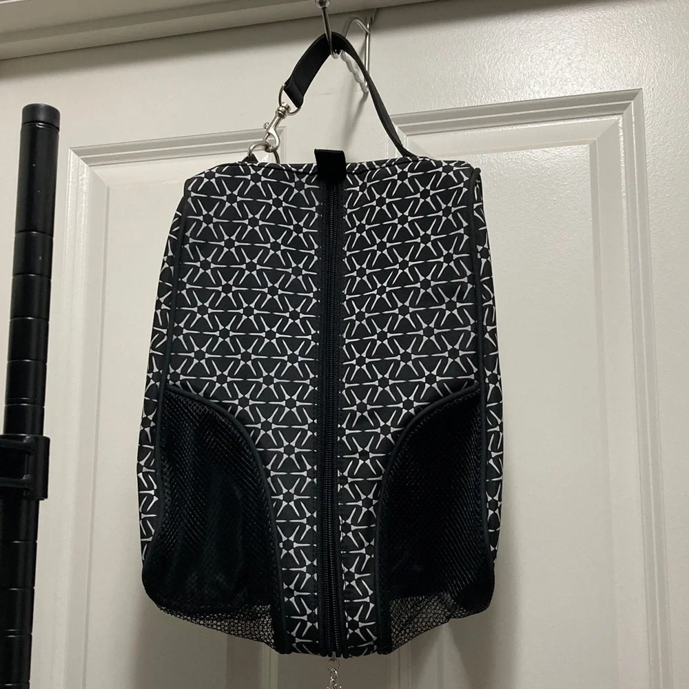 Black Geometric Travel Shoe Bag - Unbranded